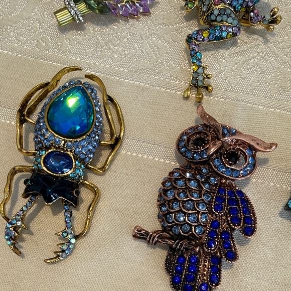 Reseller Lot Brooch Collection bugs owl frog lavender vintage - Picture 12 of 15